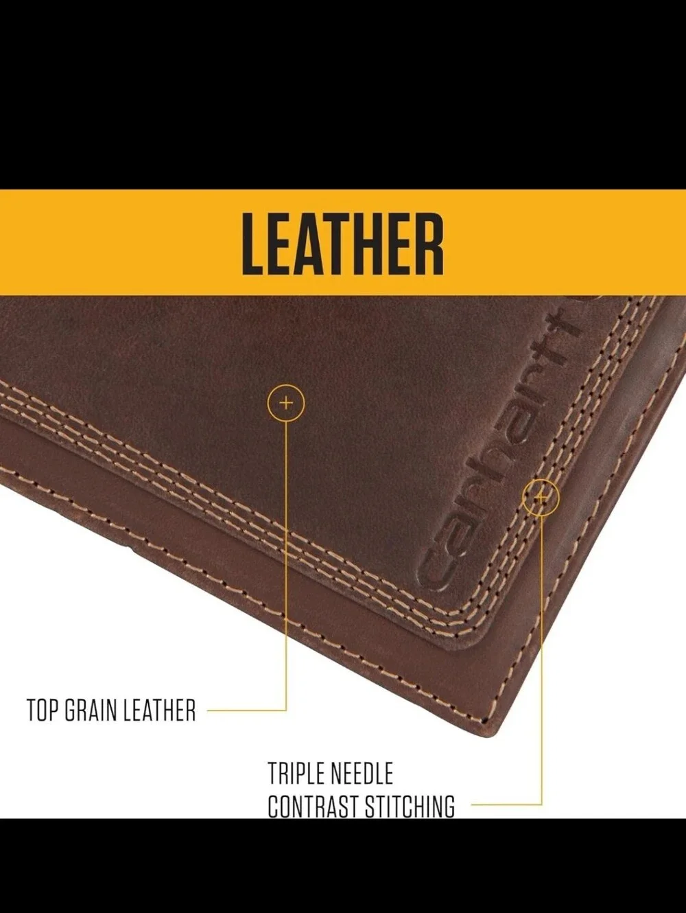 CARHARTT LEATHER TRIPLE-STITCHED PASSCASE WALLET